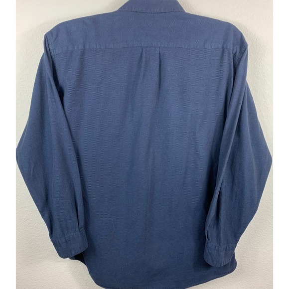 Perry Ellis Portfolio Mens Navy Blue Textured Cotton Button Down Shirt 17 34-35 - Picture 3 of 8